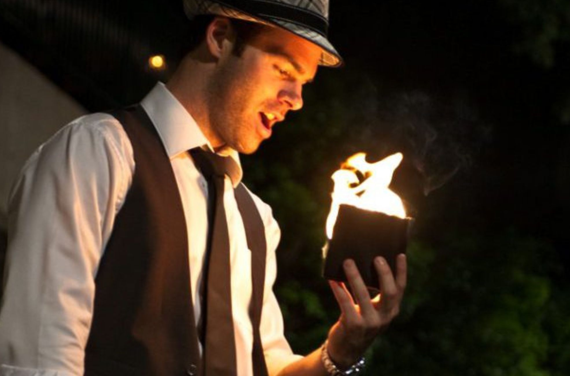 Magician Performing Trick With Fire