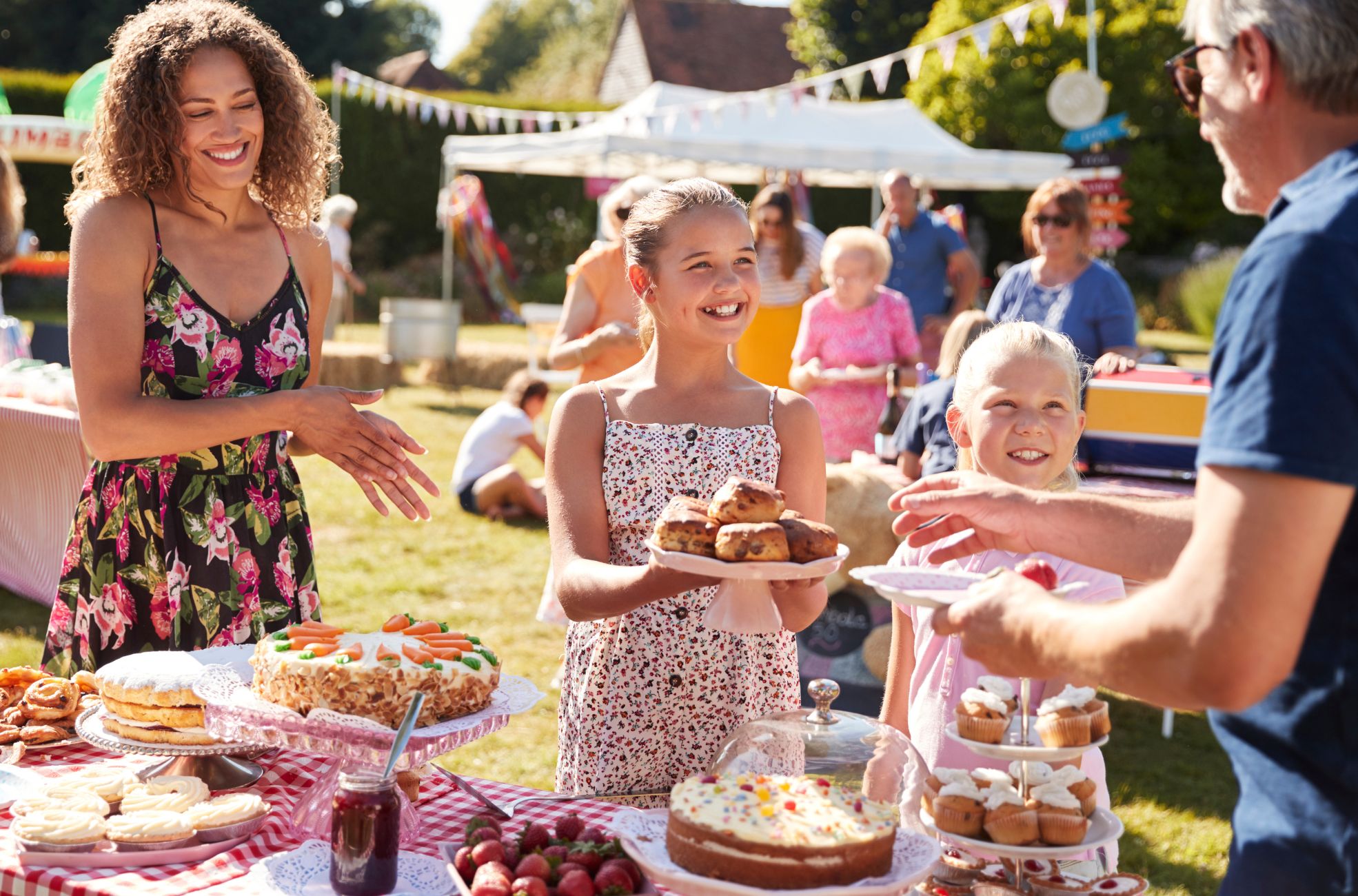 People Enjoying A School Fete