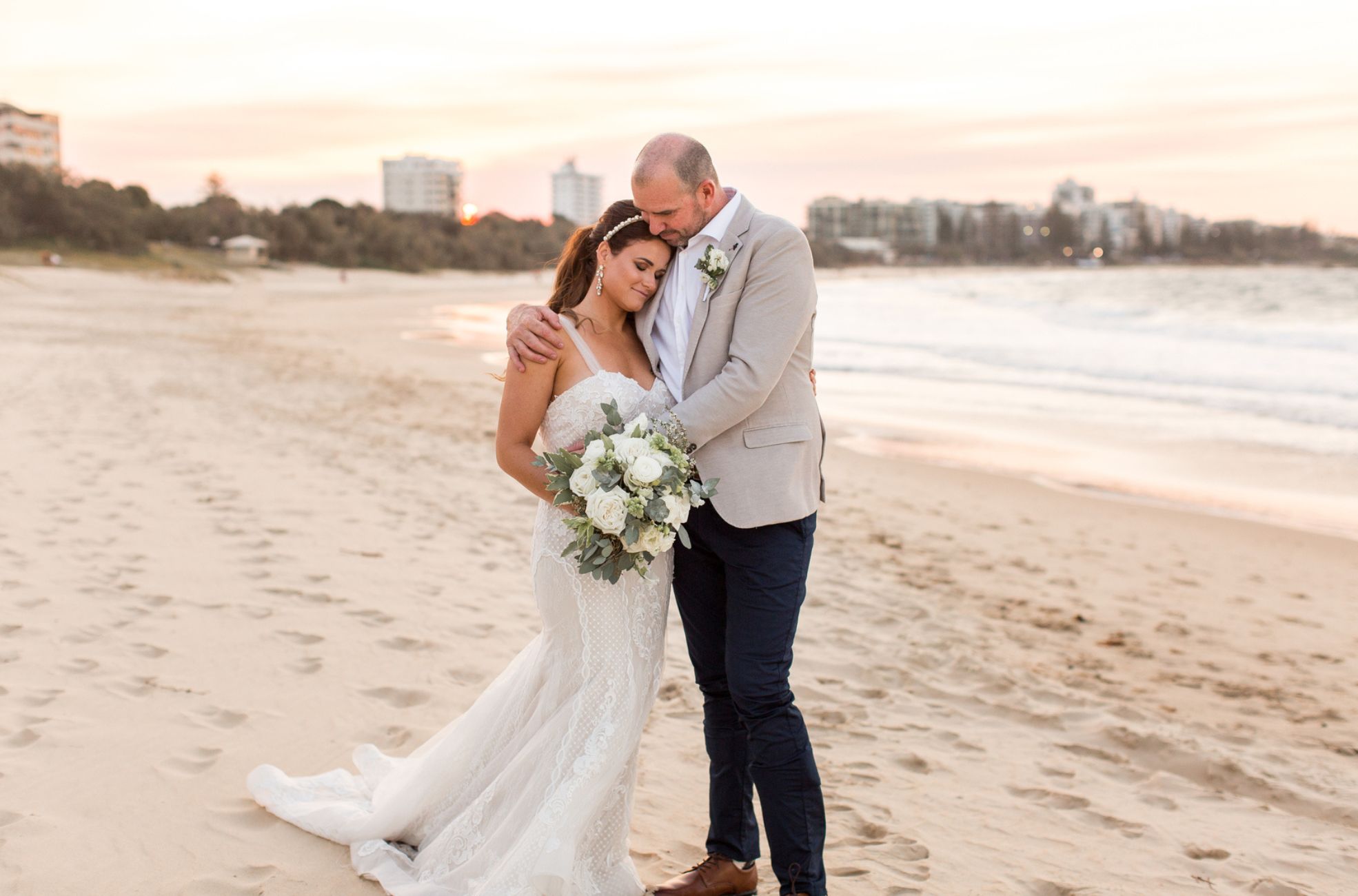 Beach Wedding On Sunshine Coast Bride And Groom