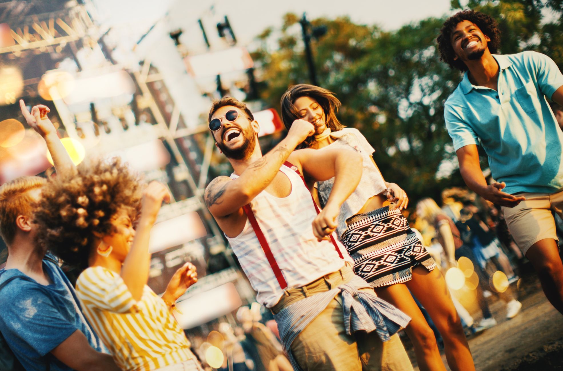 People Enjoying A Coachella-Themed Party