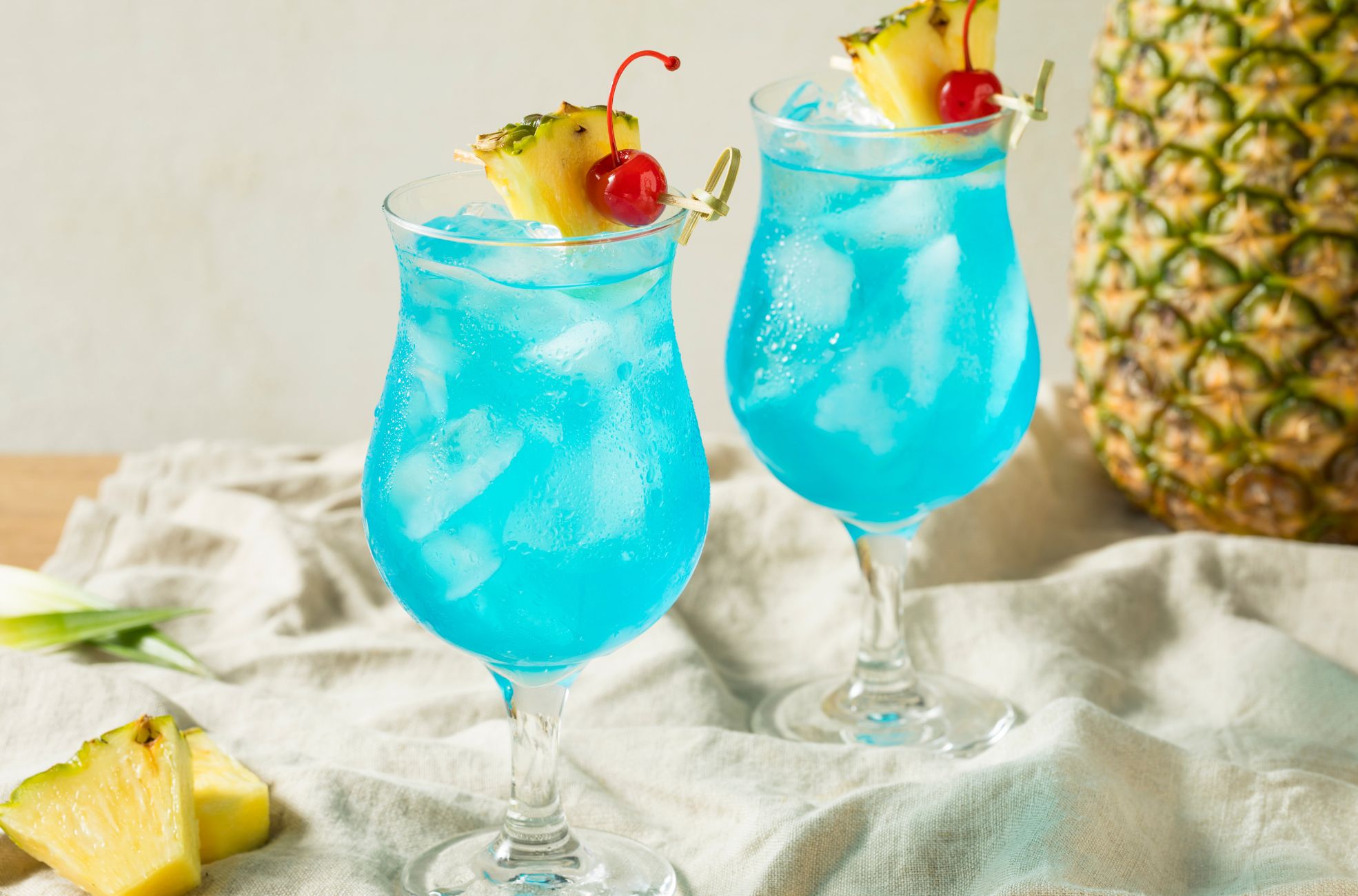 Blue Cocktails With Pineapple