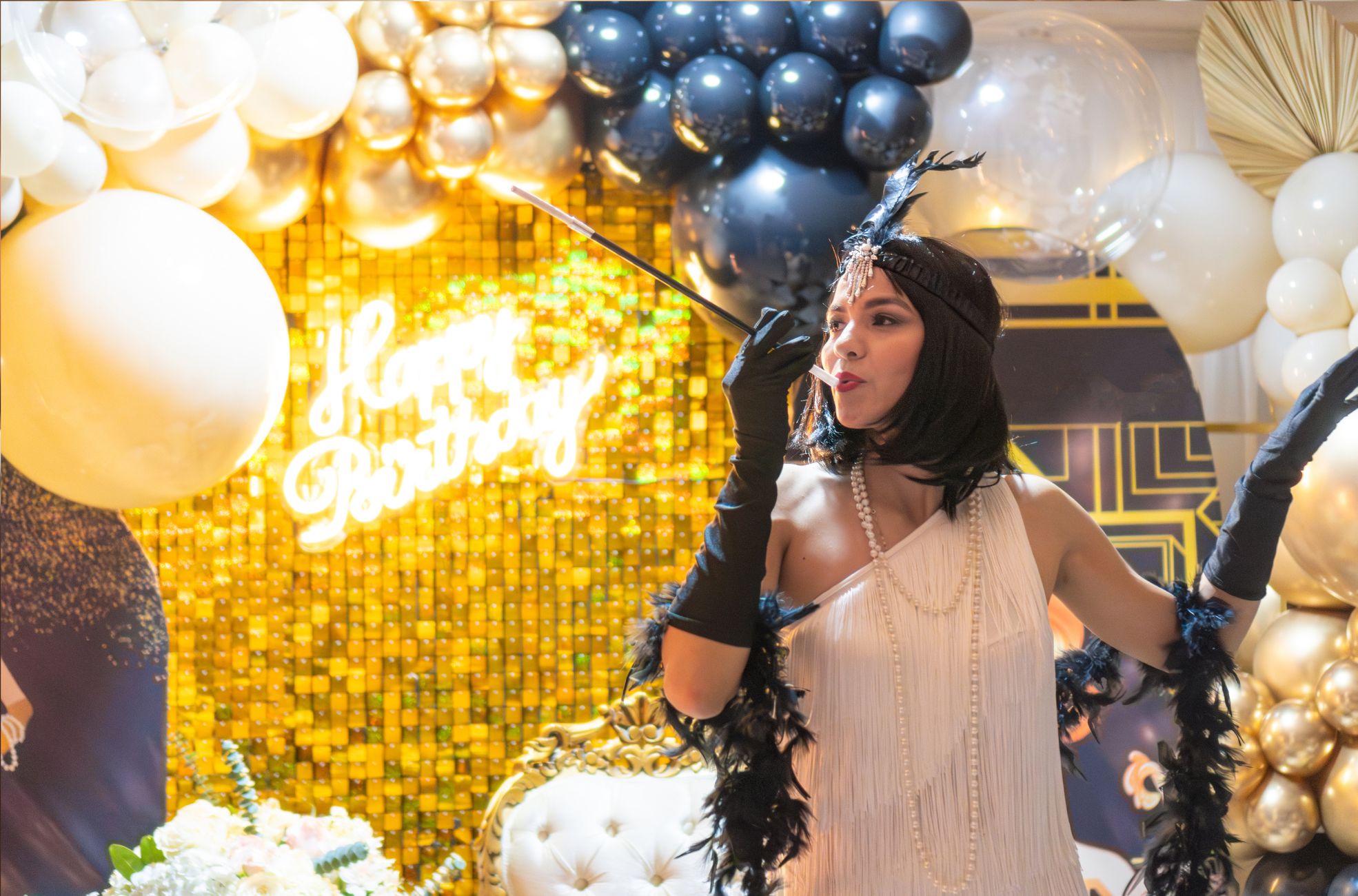 Woman At Party With Balloons