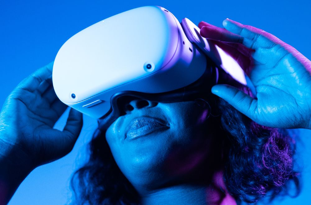 Woman Using VR Headset 